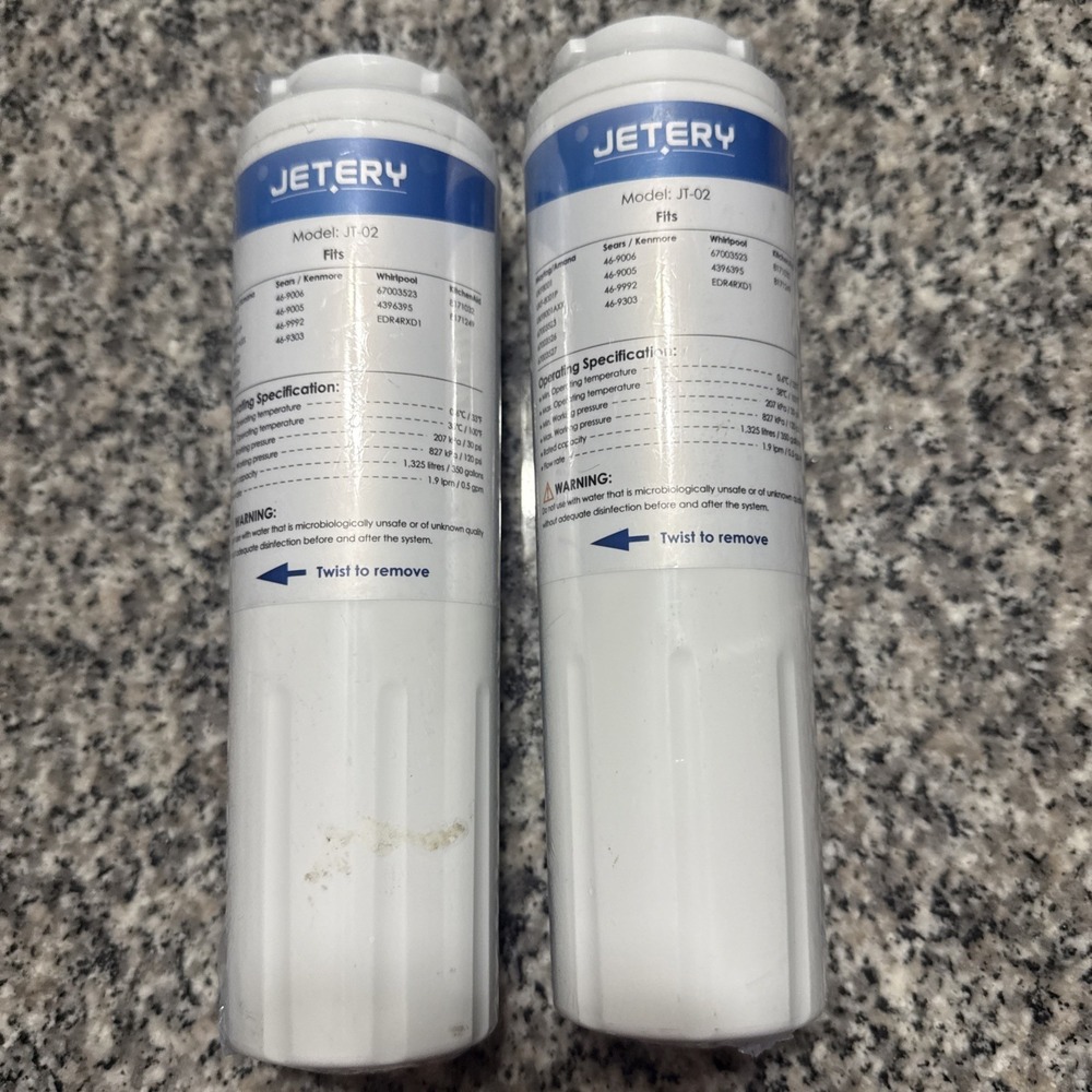 Jeterey Model JT-02 Water Filter For Refrigerators Lot Of 2 Filters NEW SEALED